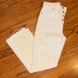 Women's White High-Rise Button-Fly Jeans